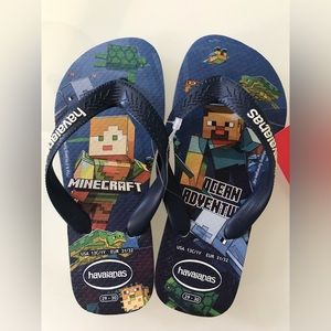 *NWT* Boys Minecraft Havaianas Flip Flops